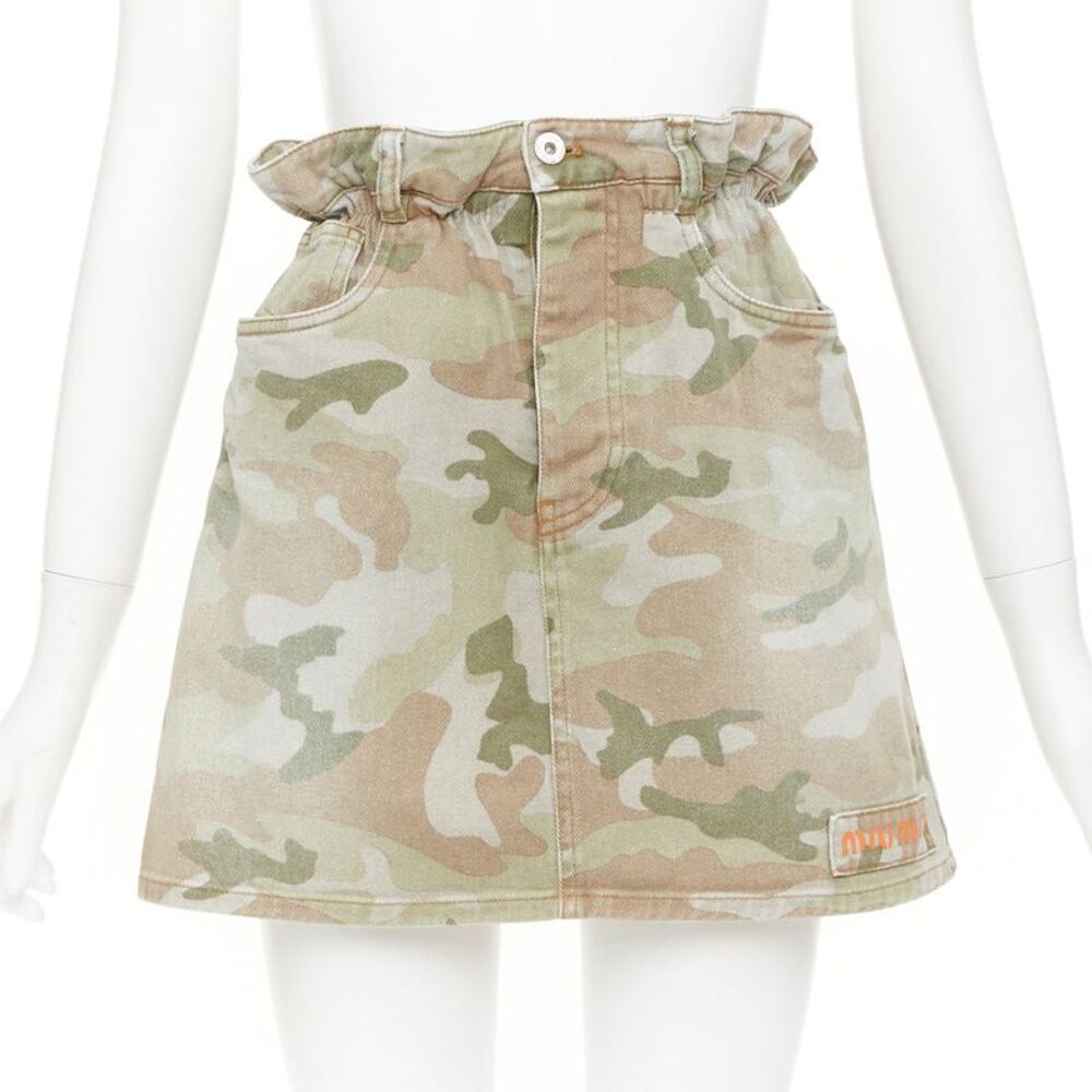 Miu Miu 2019 Camo Paperbag Waist Skirt